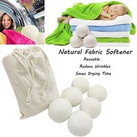 6pcs - Handmade Reusable Balls Dryer Balls Organic Chemical Free Eco Wool Softener Hypoallergenic Unscented Reduces Wrinkles Saves Drying Time for Baby Safe