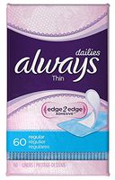 Always Dailies Liners Thin Regular 60 Count (6 Pack)