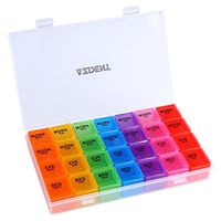 AZDENT Weekly Pill Organizer Cases 4 Times a Day Pill Box Travel Medicine Container Box (Small)