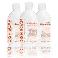 Sapadilla Grapefruit + Bergamot Biodegradeable Liquid Dish Soap, 16 Ounce, (Pack of 3)