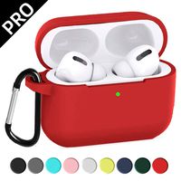 UHKZ Compatiable with AirPods Pro 2019 Case[Visible Front LED], Protective Soft Slim Silicone Case with Keychain Accesssories for AirPods Pro Charging Case [2019 Release],Red