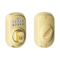Schlage BE365VPLY505 Plymouth Keypad Deadbolt, Bright Brass