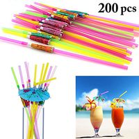 200PCS Plastic Straw Umbrella Decor Disposable Drinking Straw Party Straw
