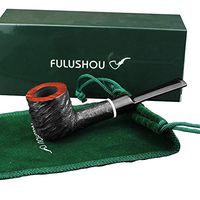 FULUSHOU Mediterranean Briar Wood Tobacco Pipe, Delicate Carved Straight Handle Pipe 2
