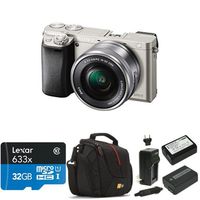 Sony Alpha a6000 Mirrorless Digital Camera with 16-50mm Power Zoom Lens (Silver) Deluxe Bundle