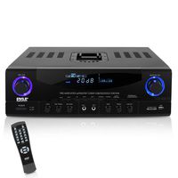 Home Audio Power Amplifier System - 500W 4 Channel Theater Power Stereo Sound Receiver Box Entertainment w/ USB, RCA, AUX, MIC w/ Echo, LED, Remote - For Speaker, iPhone, Studio Use - Pyle PT4601AIU