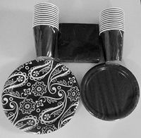 Black Coordinating Paper Plate Set for 18 by Greenbrier