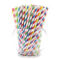 Paper Straws Diodegradable 200 Pack - Ystdom Rainbow Stripe Paper Drinking Straws with 8 Different Colors- Bulk Disposable Straws for Cocktail,Juices, Shakes, Smoothies, Party Supplies Decorations