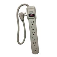 Topzone 1 Feet 6 Outlets Built-in Safety Circuit Breaker Angle Plug AC Wall Power Strip UL Listed (Beige)