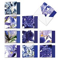 The Best Card Company - 10 Blank Flower Cards Boxed (4 x 5.12 Inch) - Assorted Floral Notecard Set - Iridescent Iris MQ4949OCB-B1x10