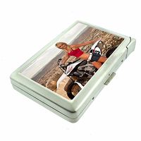 California Pin Up Girls USA D6 Cigarette Case Lighter Smoking King Size Cigarettes Silver Metal Wallet 4" X 2.75" RFID Protection