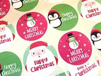 Pack of 30 Merry, Happy Christmas Round Stickers, Colourful Envelope Seals Labels for Cards, Festive Craft and Decoration