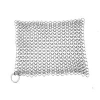 MUZI Stainless Steel Square Chainmail Scrubber for Cast Iron Cleaner,Skillet, Wok, Pot and Girddle 18x18cm