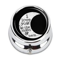 Guojew I Love You To The Moon And Back Custom Fashion Round Pill Box Tablet Holder Pocket Purse Organizer Case Decoration Box