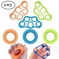 SWC Store Hand Grip Strengthener, Finger Exerciser, Grip Strength Trainer (6 PCS) New MATERIALForearm Grip Workout, Finger Stretcher, Relieve Wrist Pain, Carpal Tunnel, Trigger Finger