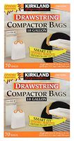 Kirkland Signature MHNV Compactor Bags, 18 Gallon, Smart Fit Gripping Drawstring, 2 Pack (70 Count)