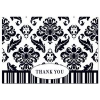 Black White Damask Thank You Notes