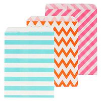 Just Artifacts Assorted Color/Pattern Paper 5-Inch x 7-Inch Favor Treat Bags (72pcs, Beach Party)