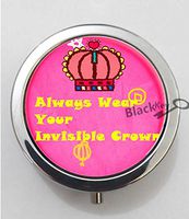 BlackKey Always Wear Your Invisible Crown Words 3-Compartment Decorative Pocket Gift Box Case Organizer for Pill, Color 1 -621