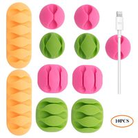 10PCS Cable Clips Cord Management System with 3M Back-Adhesive, 4 Styles for Office, Home, Car, Desktop Cable Organizer & Computer, Electrical, Charging or Mouse Cord Multi-Color Wire Holder