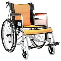 HJF-LUNYI Wheelchair Comfort Lightweight Light Transport Folding Portable Travel Chair Elderly Disabled Walker Aluminum Alloy Manual Steel (Color : Orange)
