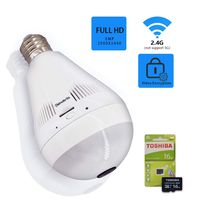 Light Bulb Camera, 3MP Hidden Lamp Security Cam with 16G Sd Card, Wireless WiFi 360 Panoramic VR Fisheye Spy IP CCTV Video Surveillance System, Front Door, Porch E26 LED Fixture, Home Indoor Usage