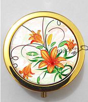 BlackKey Lily Flowers 3-Compartment Decorative Pocket Gift Box Case Organizer for Pill, Color 2-1545