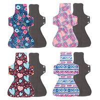 Cloth Menstrual Pads Heavy Flow Overnight Reusable Sanitary Pads 4Pcs with 1Pc Mini Wet Bag Thank u Mom (Minky Outer 1)