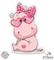 Cute Hippo Girl - 3" Vinyl Sticker - For Car Laptop I-Pad Phone Helmet Hard Hat - Waterproof Decal