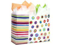 VOGUE Rainbow Spots Shopping BagsBULK HD Plastic 16x6x12" 1 unit, 250 pack per unit.