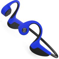Lonfine Bone Conduction Headphones Bluetooth Wireless Sports Men's Running Women's Fitness Sweat-Proof Ear Hanging Type Noise-reducing for iPhone Android Devices (Bone Conduction/Blue)