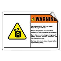 Warning Carbon Monoxide Cause Brain Damage Or Death Vinyl Label Decal Sticker 10x7 inches