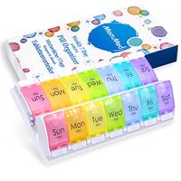 Pill Organizer, Weekly 7 Day AM PM Pill box, Travel Large Daily Pill Cases with Easy Push Button Design for Vitamins/ Fish Oil/ Capsules/ Supplements