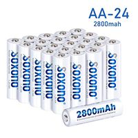 SOXONO AA Rechargeable Batteries 2800mAh High Capacity 1.2V NiMH Low Self Discharge AA Battery 24 Pack