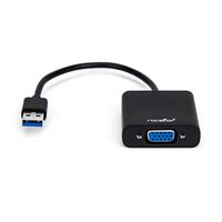 Rocstor Premium USB to VGA Adapter - USB 3.0 to VGA external USB Video Graphics Adapter for PC and Mac- Resolutions Up to 1920x1200 1080P- 1X USB 3.0 Type A Male, 1 X VGA Female - 6" - black - Compatible with PC or Mac USB Graphics Card Adapter
