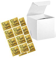 12pk 3 x 3 x 3" White Gift Candy & Party Favor Boxes with Thank You for Celebrating with Us Stickers