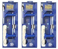 Ettore 17050 All-Purpose Window Cleaning Combo Kit Includes 12-Inch All-Purpose Squeegee, 10-Inch All-Purpose Microfiber Washer and 42-inch REA-C-H Extension Pole (Тhrее Расk)