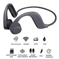 Womdee Bone Conduction Headphones, Sports Open Ear Wireless Headset Stereo Waterproof Sweatproof with Mic for Running, Sports, Fitness,Built-in 8G Memory for Andorid iOS Grey