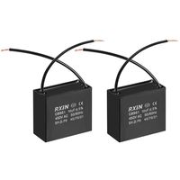 uxcell CBB61 Run Capacitor 450V AC 10uF 2 Wires Metallized Polypropylene Film Capacitors for Ceiling Fan 2pcs