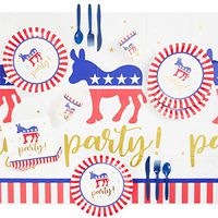 Dinnerware Set for Election Day Party, Democrat (145 Pieces, Serves 24)