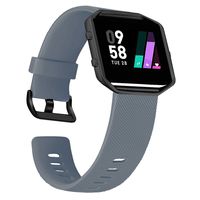 UMAXGET Compatible with Fitbit Blaze Bands with Metal Frame, Silicone Soft Sport Smartwatch Replacement Wristband for Men Women, Gray Band with Black Frame