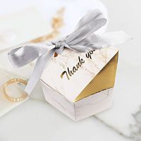 OurWarm Marble Wedding Candy Boxes 50pcs Gift Bags Baby Shower Bridal Shower Birthday Party Decorations, Gold and Silver