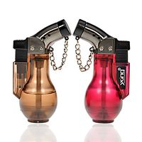 LVLing 2PCS Adjustable Flam Windproof Jet Flame Torch Refillable Cigar Lighter with Keychain (Red +Brown)