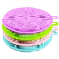 MYKUJA 1PCS Silicone Dish Sponge Cleaner  For Kitchen Non Stick Dishwashing & Baby Care Sponge Brush Household Health Silicone Washing Cleaning Sponges, Pink