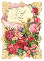 Punch Studio Set of 6 Small Die-Cut Embellished Dimensional Note Cards ~ Thank You Bouquet 67532