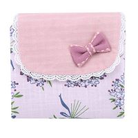 SOURBAN Flower Print Bow Sanitary Napkins Bag Menstrual Cup Pouch Nursing Pad Holder,Red pink