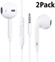 MOPIDICK Earbuds/Earphones/Headphones, （2Pack） Premium in-Ear Wired Earphones with Remote & Mic Compatible iPhone 6s/plus/6/5s/se/5c/Samsung/MP3-03, White, Small