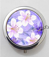 BlackKey Purple Lily Flower 3-Compartment Decorative Pocket Gift Box Case Organizer for Pill, Color 1 -643