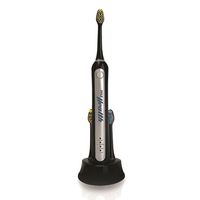 Pyle Health Ultra sonic Wave Rechargeable Electric Toothbrush with 3 brush modes, two minute timer, 2 Oral Brush Heads, Automatic Charging Dock Holder - For Kids, Teens, Adults - PHLTB41BK (Black)