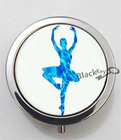 BlackKey Ballerina Dancer Girl Silhouette 3-Compartment Decorative Pocket Gift Box Case Organizer for Pill, Color 1 -2285